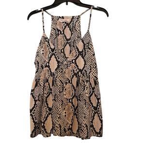 Peach Love California Women’s L Snake Print Babydoll Cami Tank Top Racerback